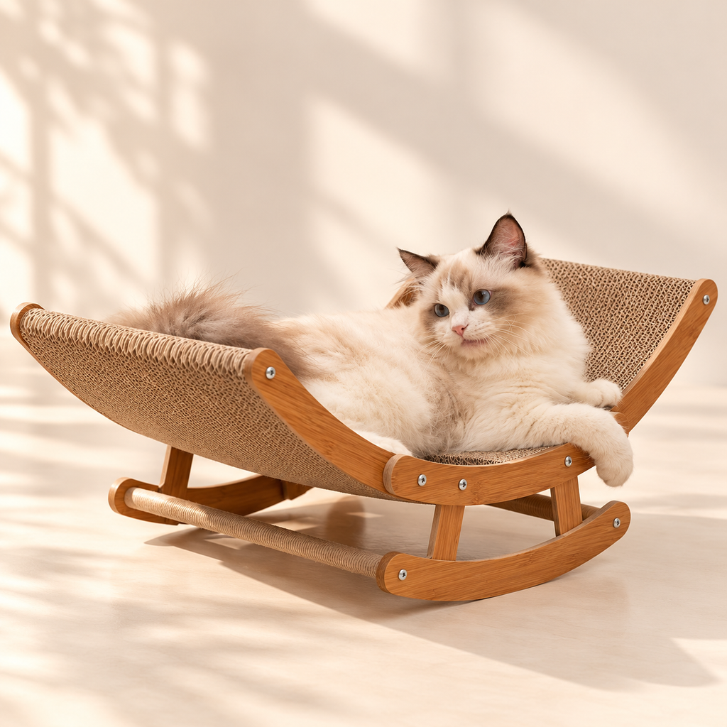 Rocking Chair Cat Scratcher – Cardboard Lounge Bed - TillyPaw