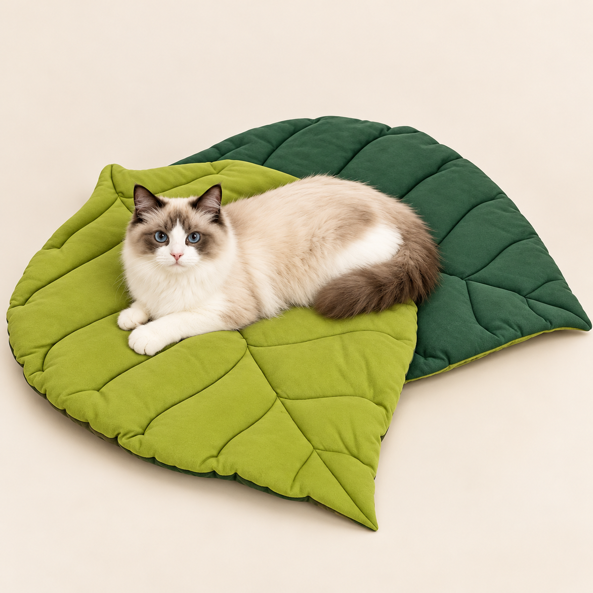 Reversible Leaf-Shaped Cat Bed Mat – Soft Pet Sleeping Mat - TillyPaw