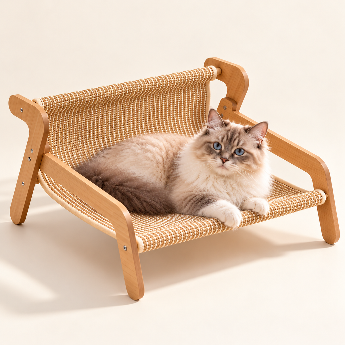 Sisal Cat Scratcher Lounge – Wooden Hammock Chair, Large - TillyPaw