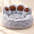 Paw Print Pet Bed – Long-Haired Round Nest for Dogs & Cats - TillyPaw