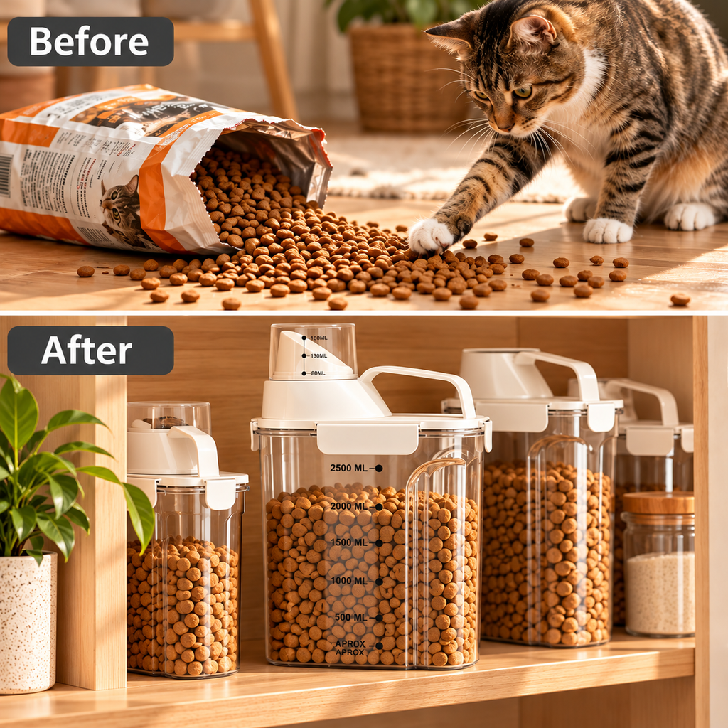 Pet Food Storage Jar – Clear Pour Dispenser - TillyPaw