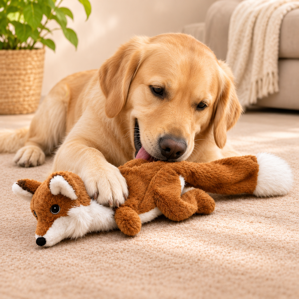 Squeaky Fox Plush Dog Toy – No-Stuffing Double-Layer Chew Toy - TillyPaw