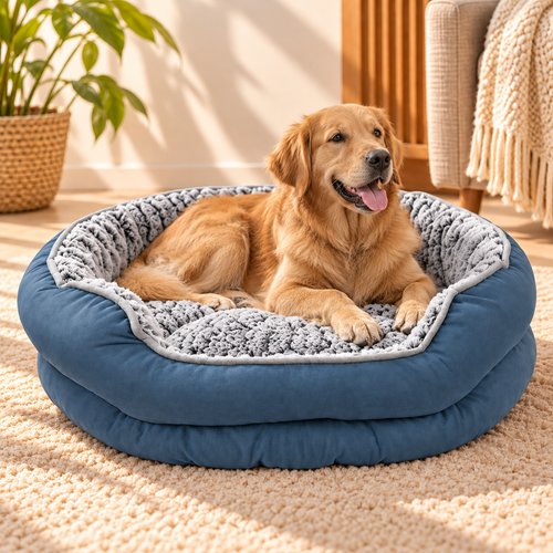 Bolster Dog Bed – Plush Bed with Soft Faux Fur Inner for Dogs - TillyPaw
