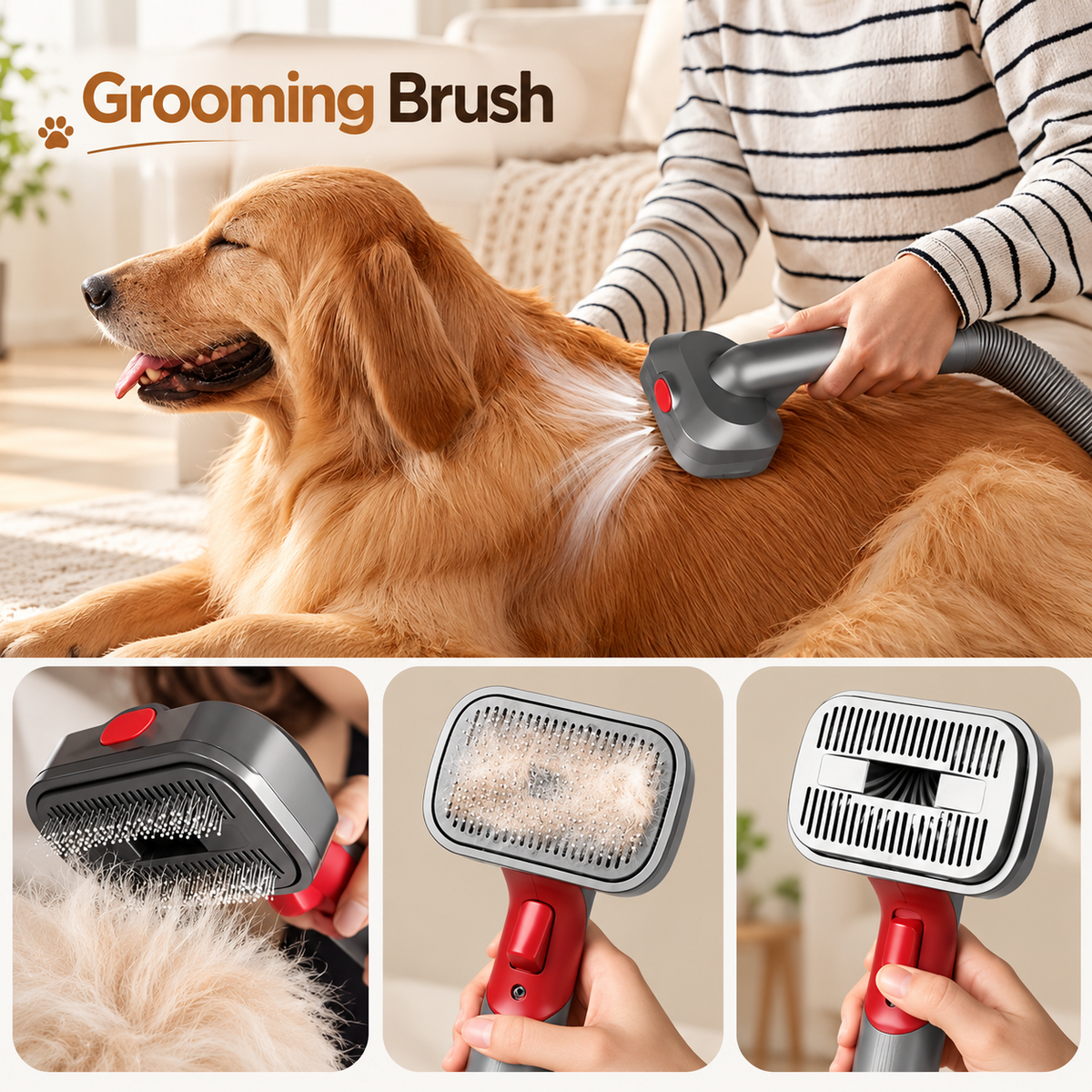 Vacuum Pet Grooming Brush Kit – Dog & Cat Hair Attachment - TillyPaw