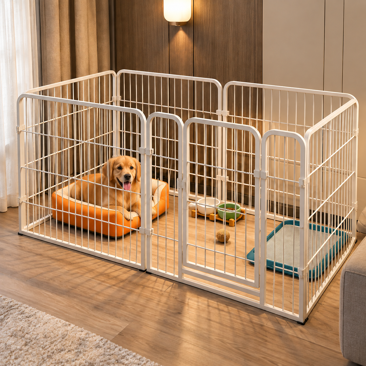 Metal Dog Playpen – 6-Panel Pen with Gate, 120x60x60cm - TillyPaw