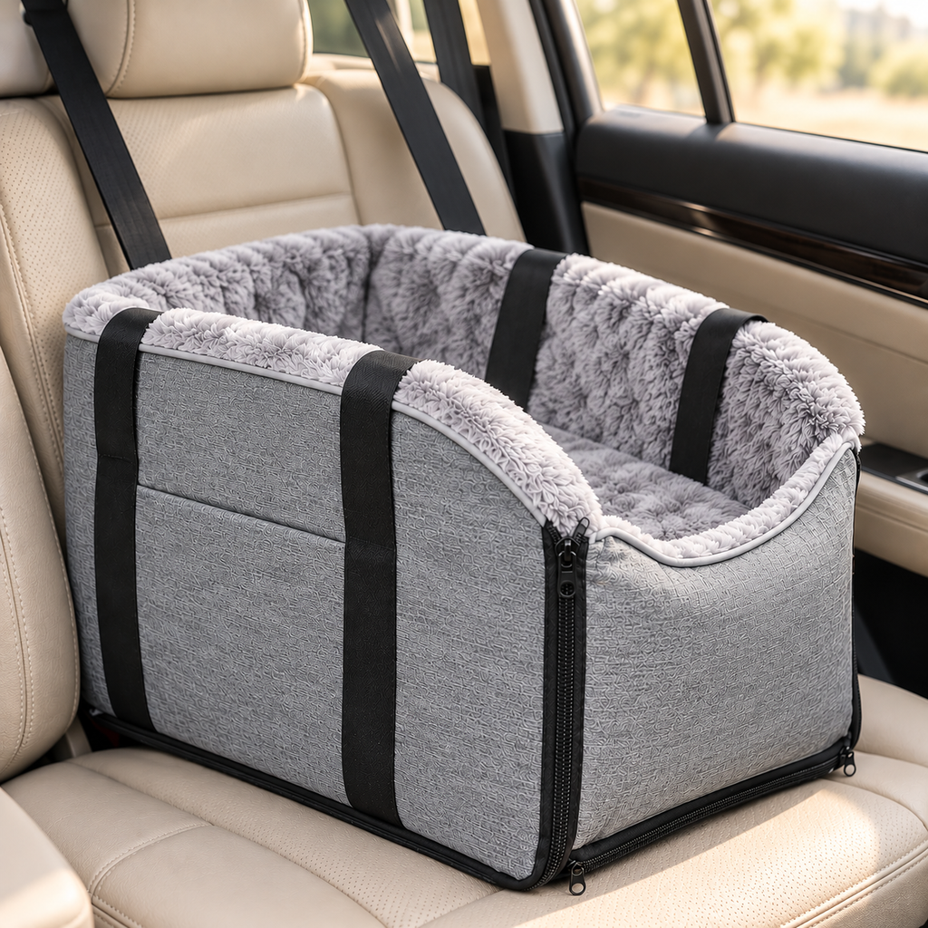 Pet Car Console Bed – Plush Travel Seat & Tote - TillyPaw