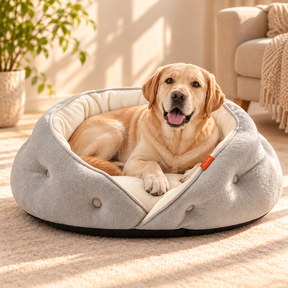 Wrap-Around Pet Bed – Semi-Enclosed Grey Cat & Dog Bed - TillyPaw