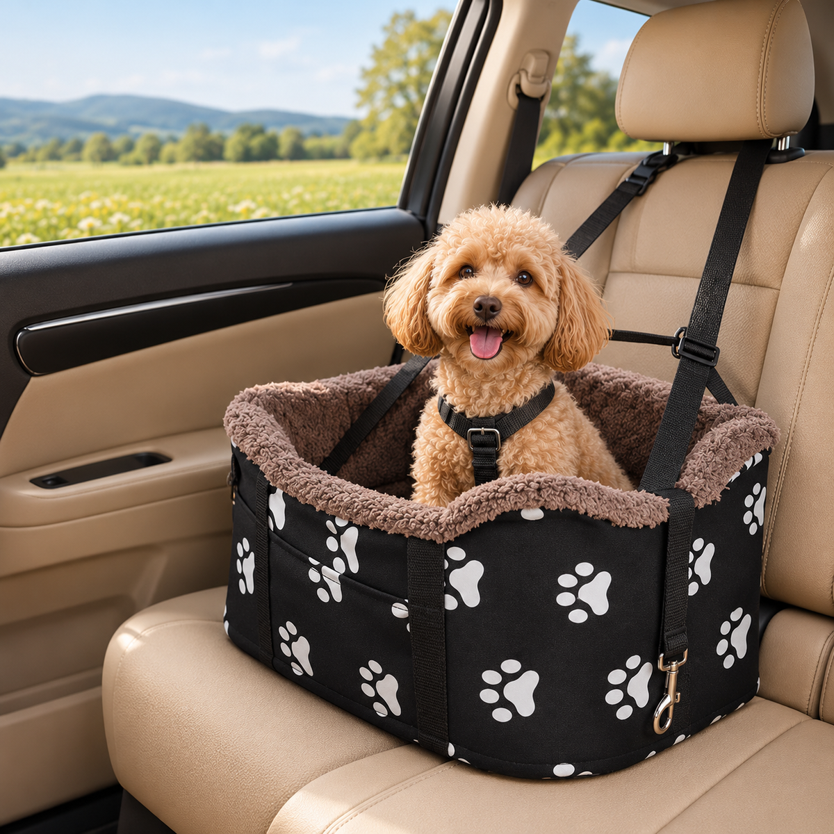 Dog Car Seat – Paw Print Console Booster for Small Dogs - TillyPaw