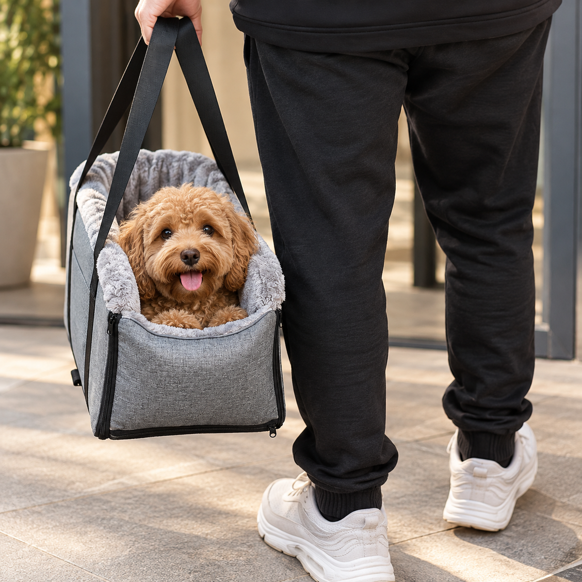 Pet Car Console Bed – Plush Travel Seat & Tote - TillyPaw