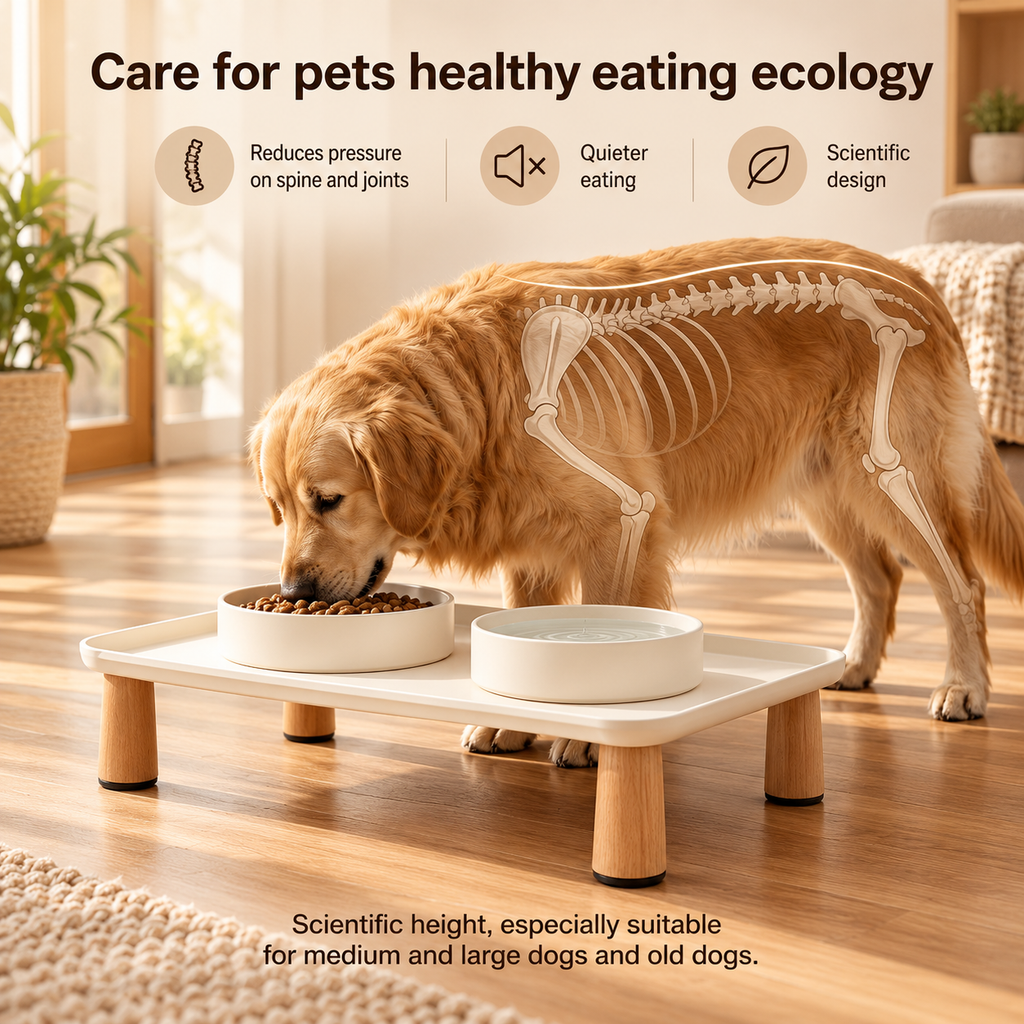 Raised Pet Feeding Tray – Cream Elevated Bowl Stand - TillyPaw