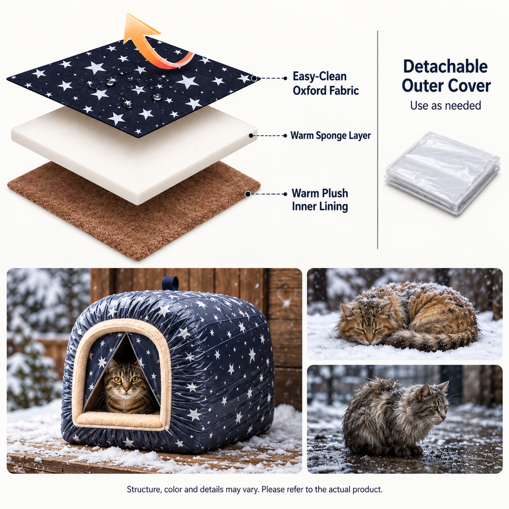 Outdoor Cat House – Enclosed Winter Shelter for Cats - TillyPaw