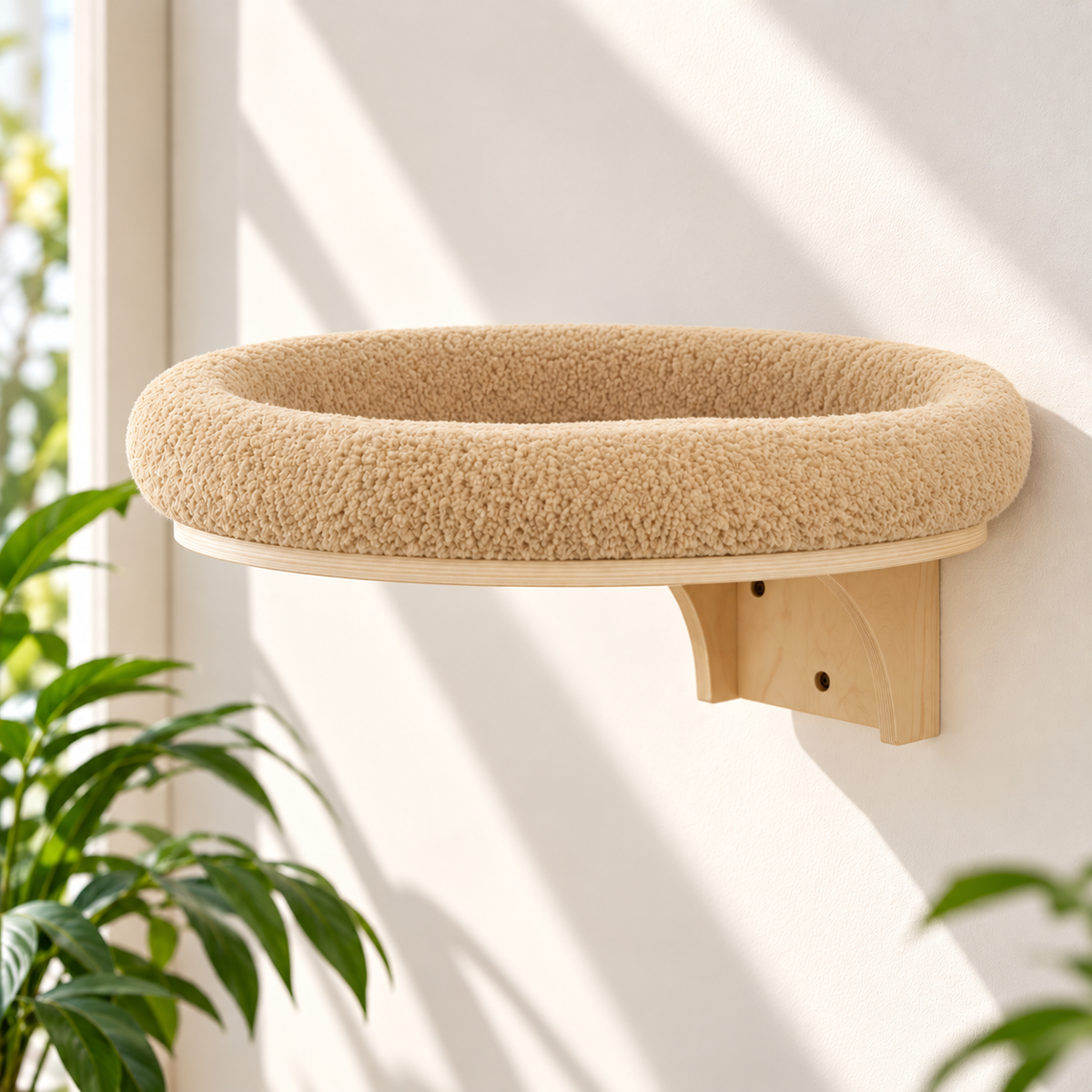 Wall-Mounted Cat Bed – Round Plush Cat Perch - TillyPaw