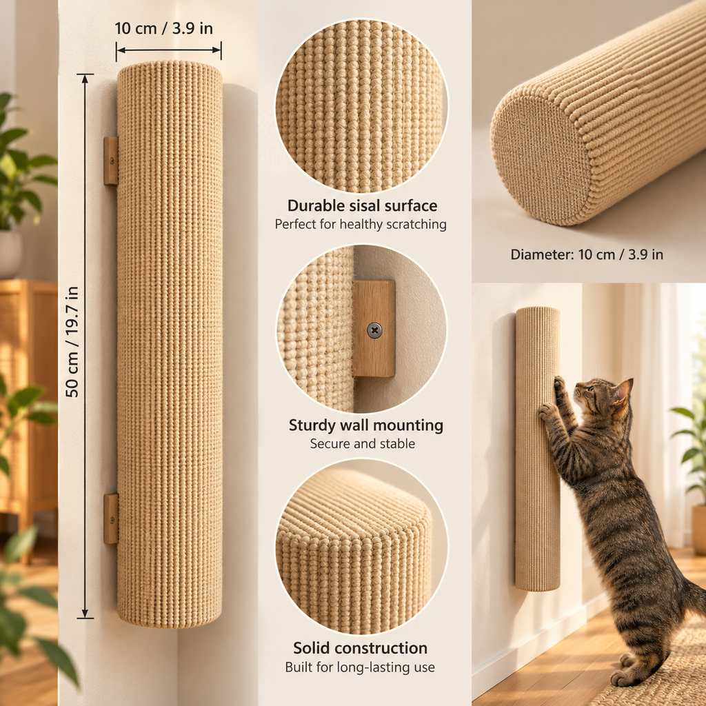 Wall Cat Scratching Post – Stick-On 50cm Scratcher - TillyPaw