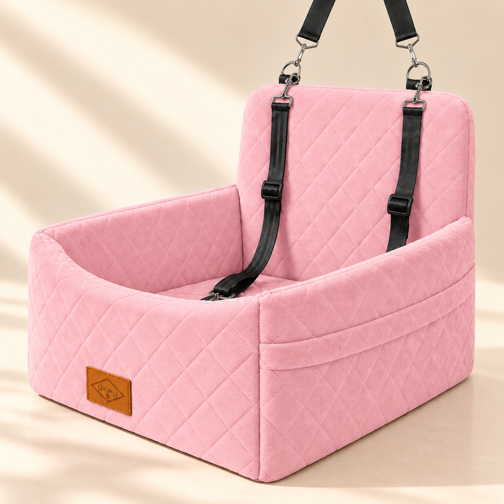Dog & Cat Car Booster Seat – Travel Bed with Straps - TillyPaw