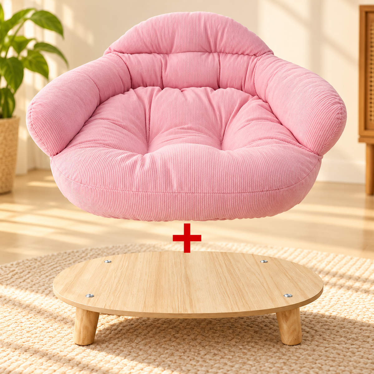 Pet Sofa Bed with Wooden Legs – Soft Ribbed Lounger - TillyPaw