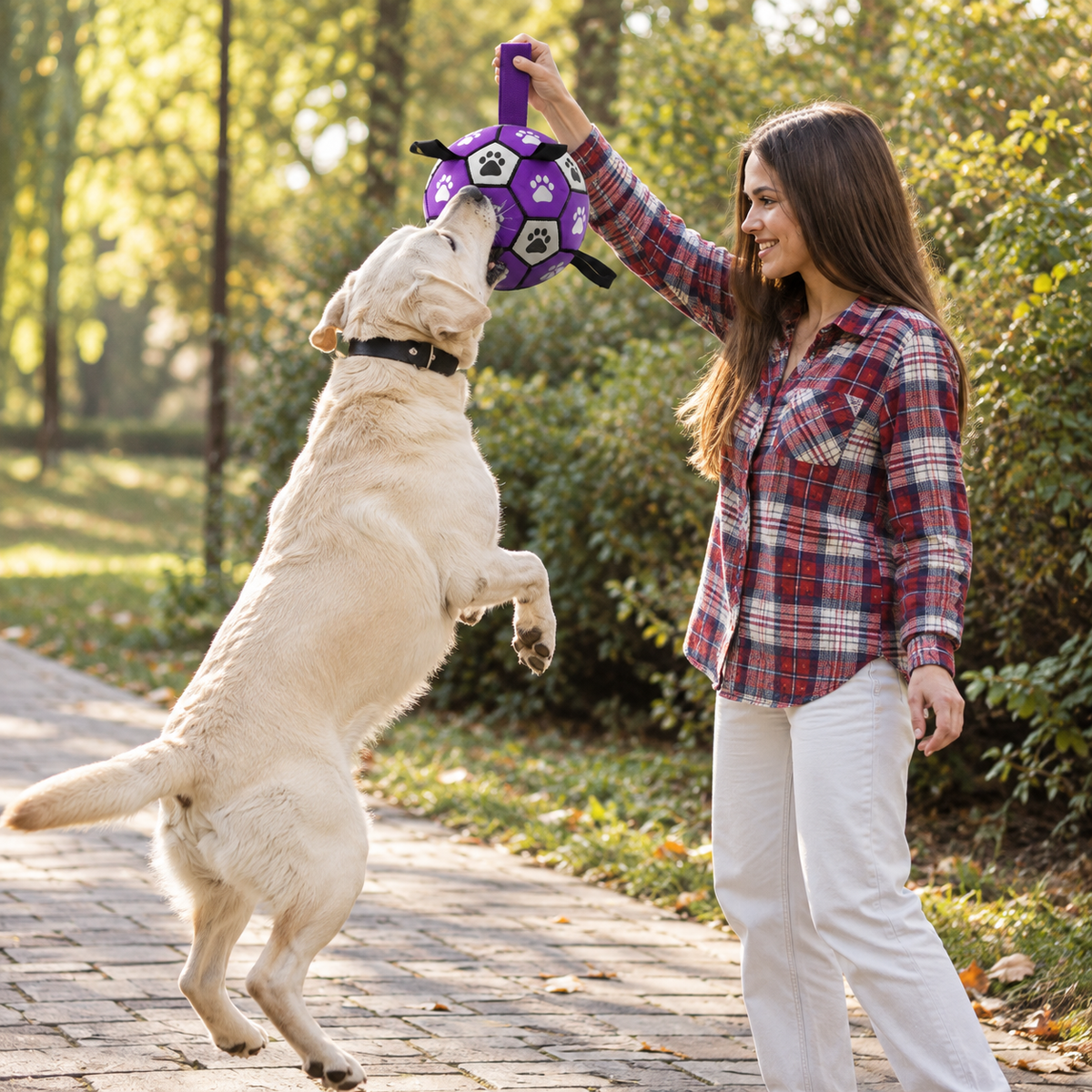 Dog Soccer Ball – Interactive Toy with Grab Straps - TillyPaw
