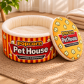 Red & White Snack Cup Pet Bed – Cosy Cat & Small Dog Nest with Lid Flap - TillyPaw