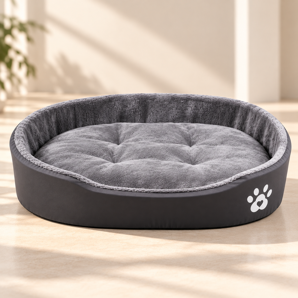 Oval Ruffled Pet Bed – Plush Dog & Cat Bed with Cushion - TillyPaw