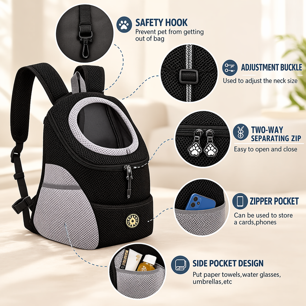 Front & Back Dog Carrier Backpack for Small Dogs & Cats - TillyPaw