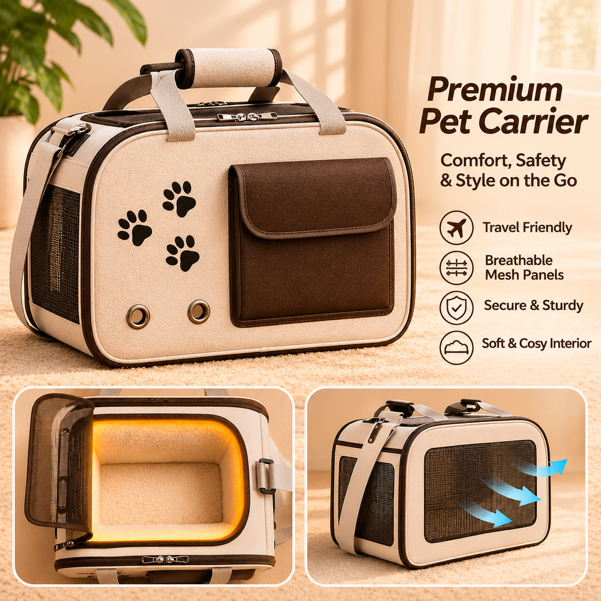 Pet Carrier – Shoulder Travel Bag for Cats & Small Dogs - TillyPaw