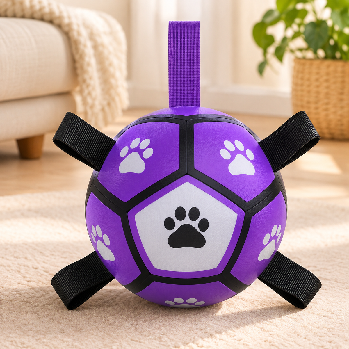 Dog Soccer Ball – Interactive Toy with Grab Straps - TillyPaw