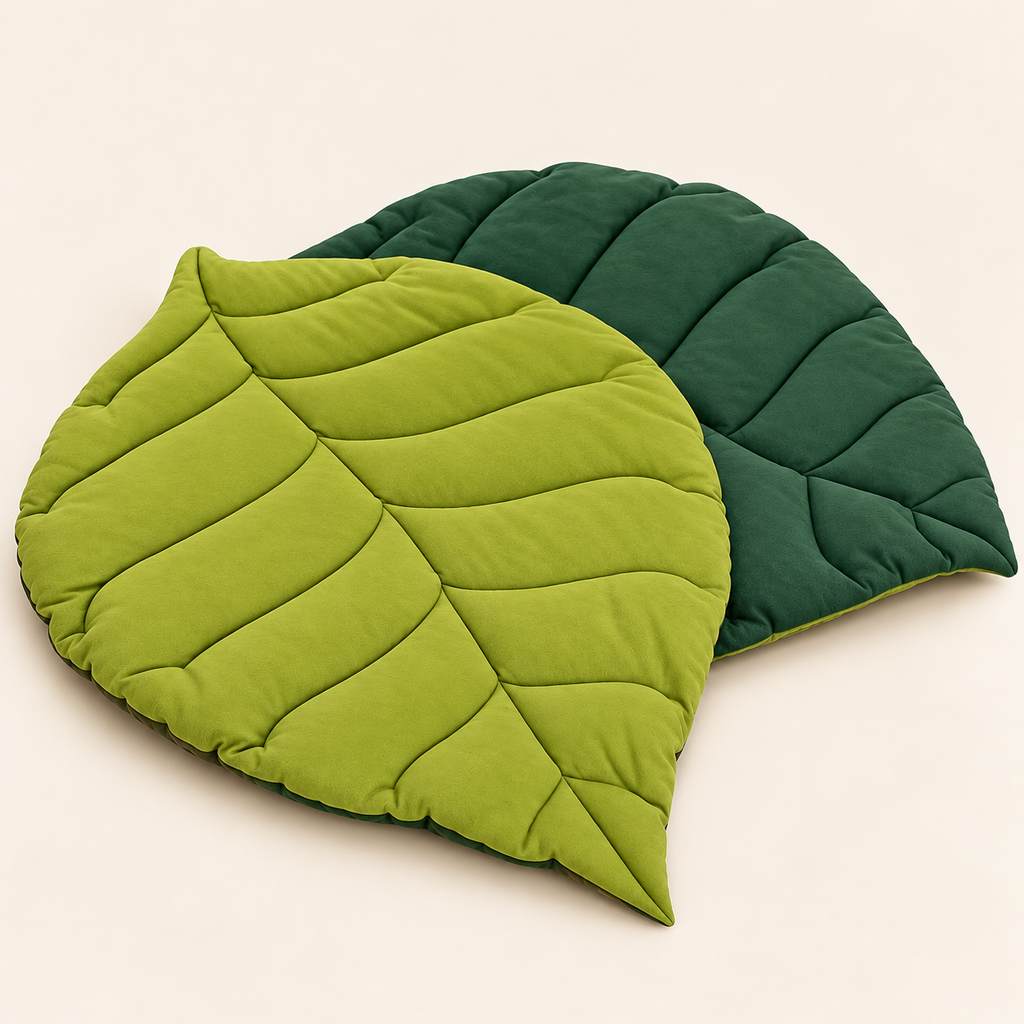 Reversible Leaf-Shaped Cat Bed Mat – Soft Pet Sleeping Mat - TillyPaw