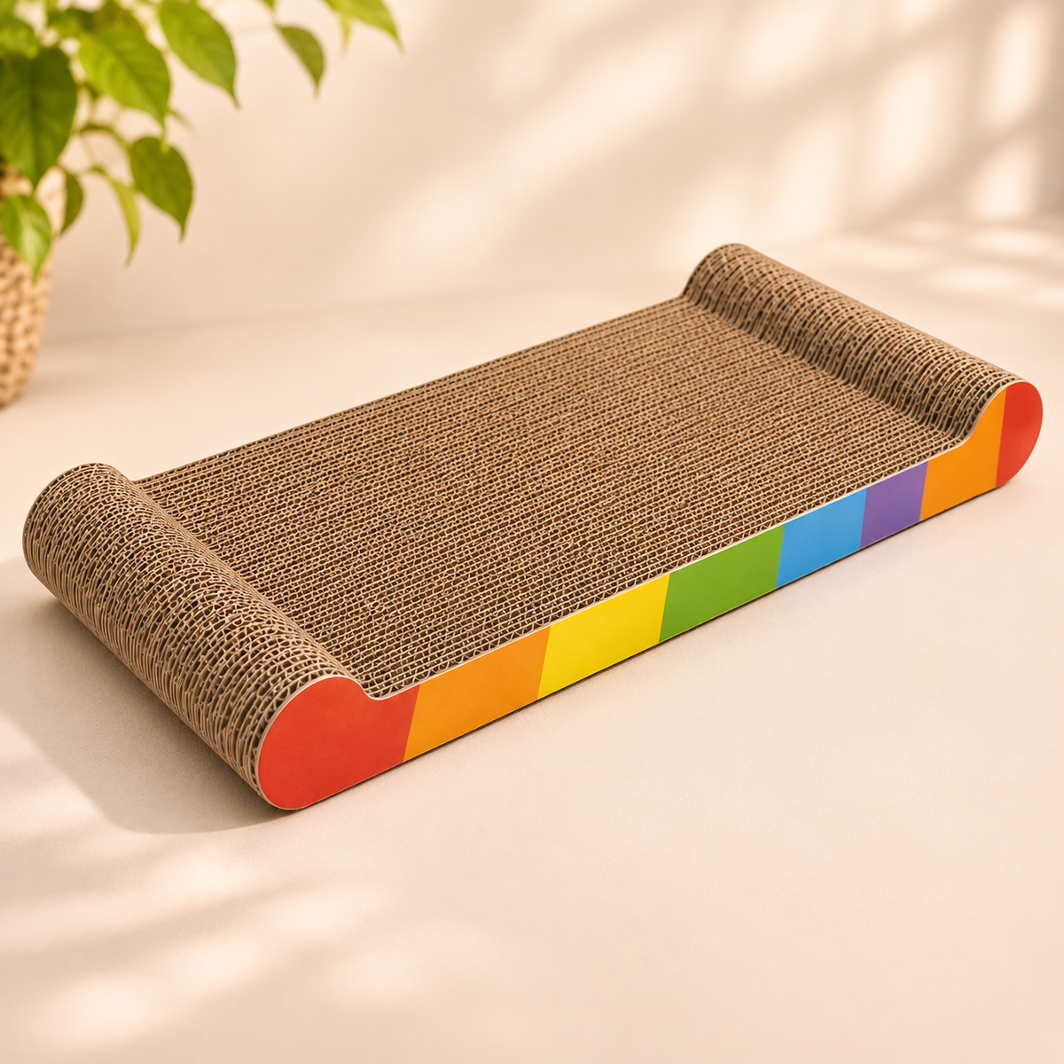 Rainbow Bone Cat Scratching Board – Cardboard Cat Scratcher Lounger - TillyPaw