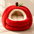 Apple Cat Bed – Plush Red Cave Bed for Cats & Small Dogs - TillyPaw