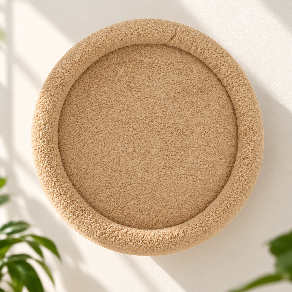 Wall-Mounted Cat Bed – Round Plush Cat Perch - TillyPaw