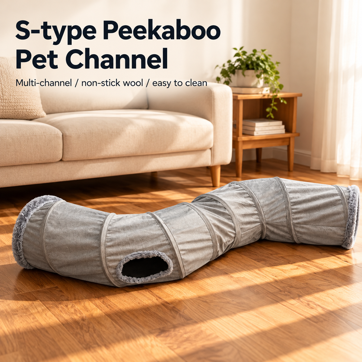 S-Shaped Plush Cat Tunnel – Foldable Play Tunnel for Cats - TillyPaw
