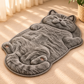 Cat Rug – Plush Cat-Shaped Floor Rug in Soft Grey - TillyPaw