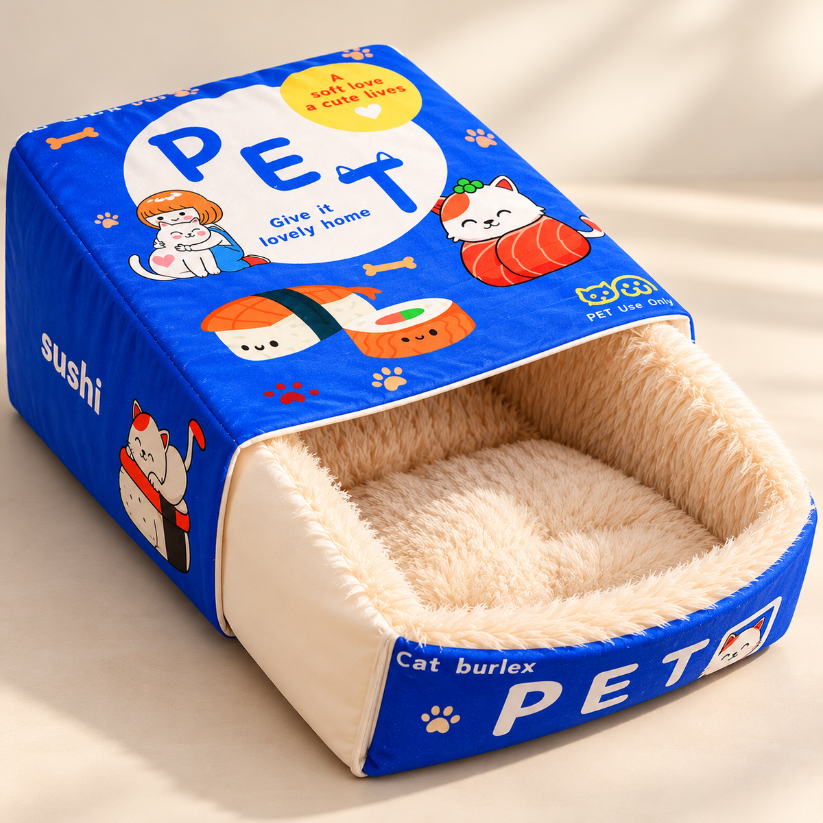Snack Box Cat Bed – Enclosed Sushi Box Cat Hideout - TillyPaw
