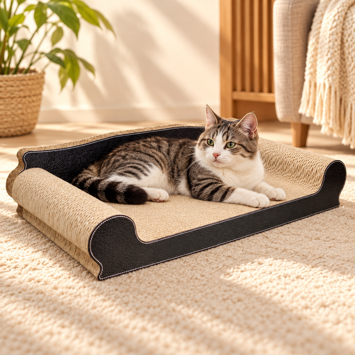 Cat Scratcher Sofa – 70cm Cardboard Scratching Lounger - TillyPaw