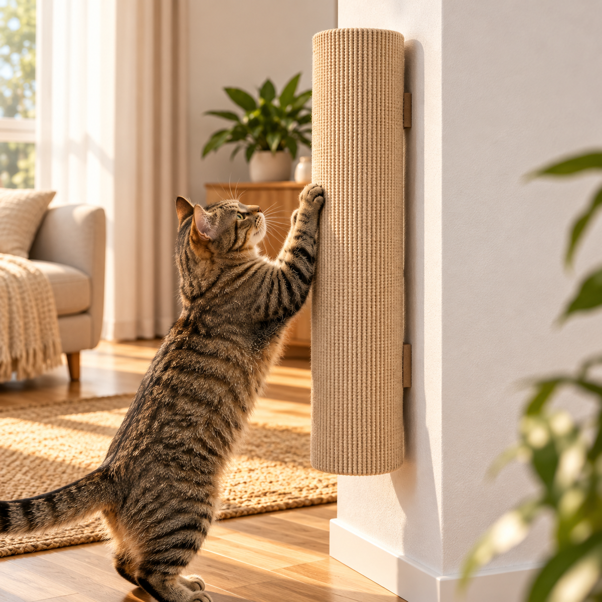 Wall Cat Scratching Post – Stick-On 50cm Scratcher - TillyPaw