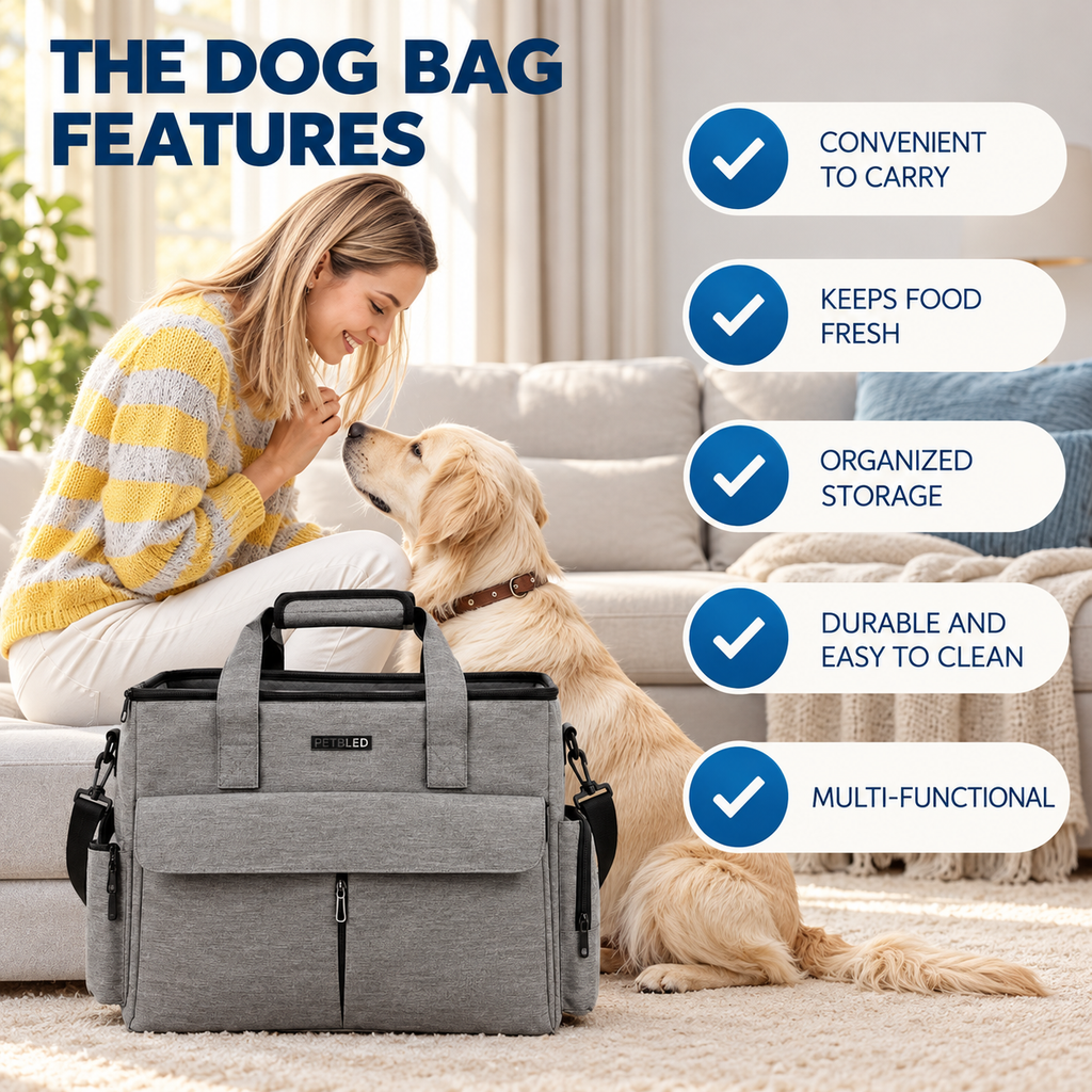 Pet Travel Bag Set – 5-Piece Tote with Food Containers - TillyPaw