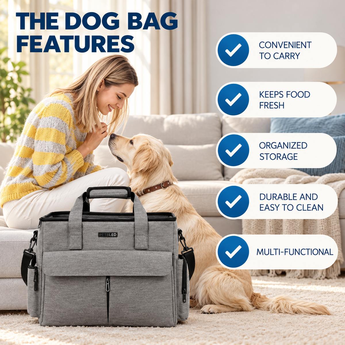 Pet Travel Bag Set – 5-Piece Tote with Food Containers - TillyPaw