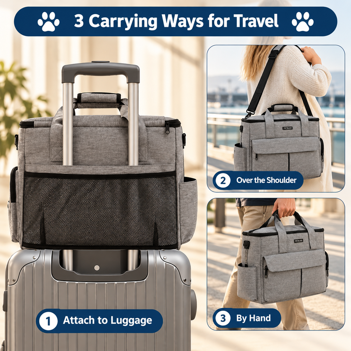 Pet Travel Bag Set – 5-Piece Tote with Food Containers - TillyPaw