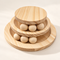 Wooden Cat Ball Track – Three-Layer Pine Turntable Cat Toy - TillyPaw
