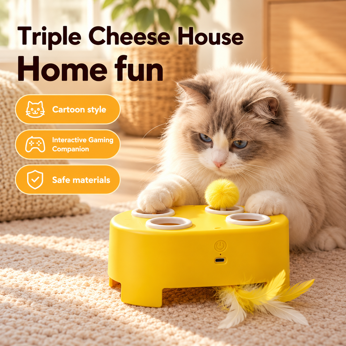 Interactive Feather Cat Toy – Rechargeable Self-Play Toy - TillyPaw