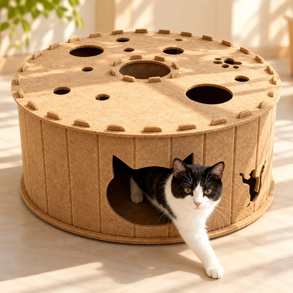 Felt Cat Tunnel Scratcher – Double-Layer Cat Hideout - TillyPaw