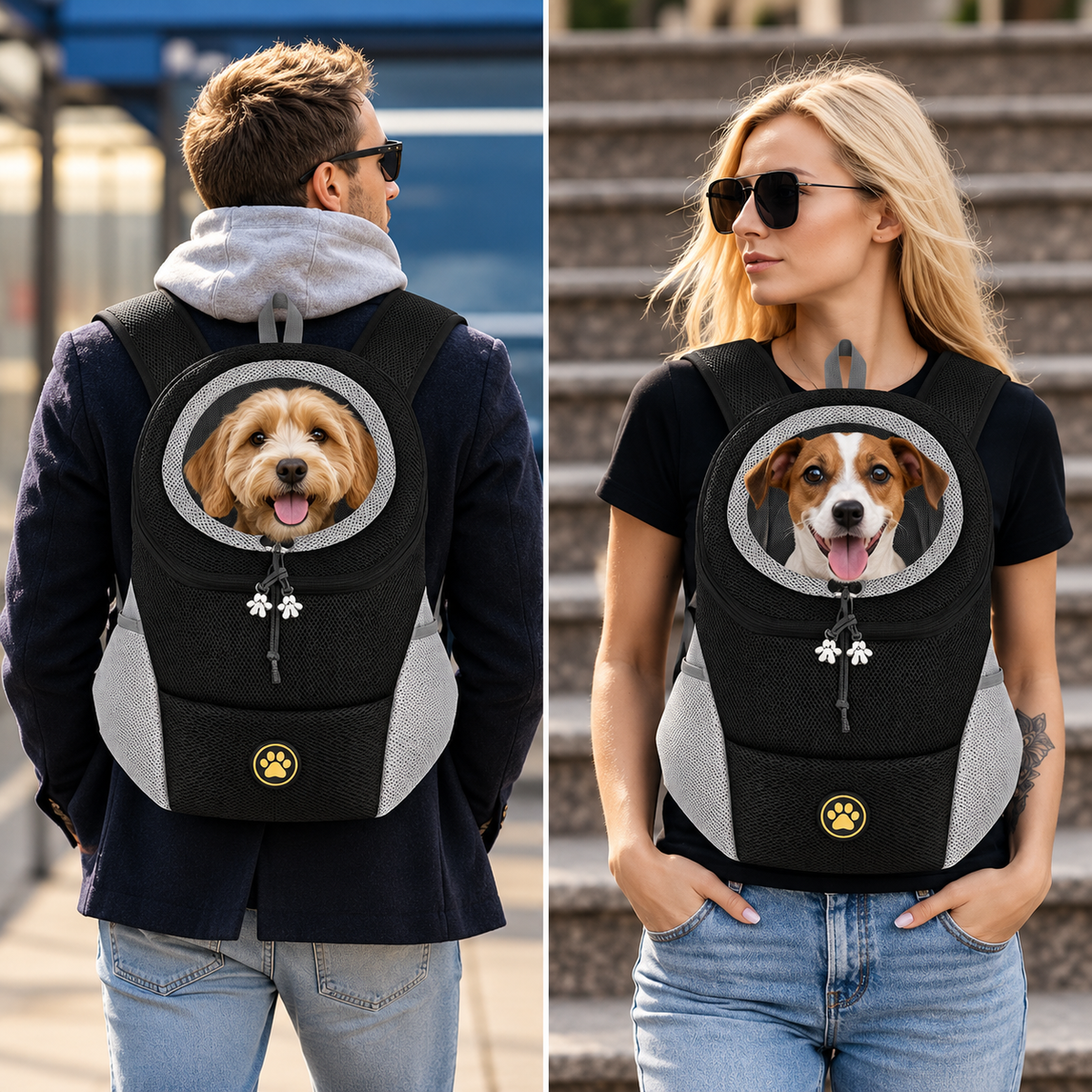 Front & Back Dog Carrier Backpack for Small Dogs & Cats - TillyPaw