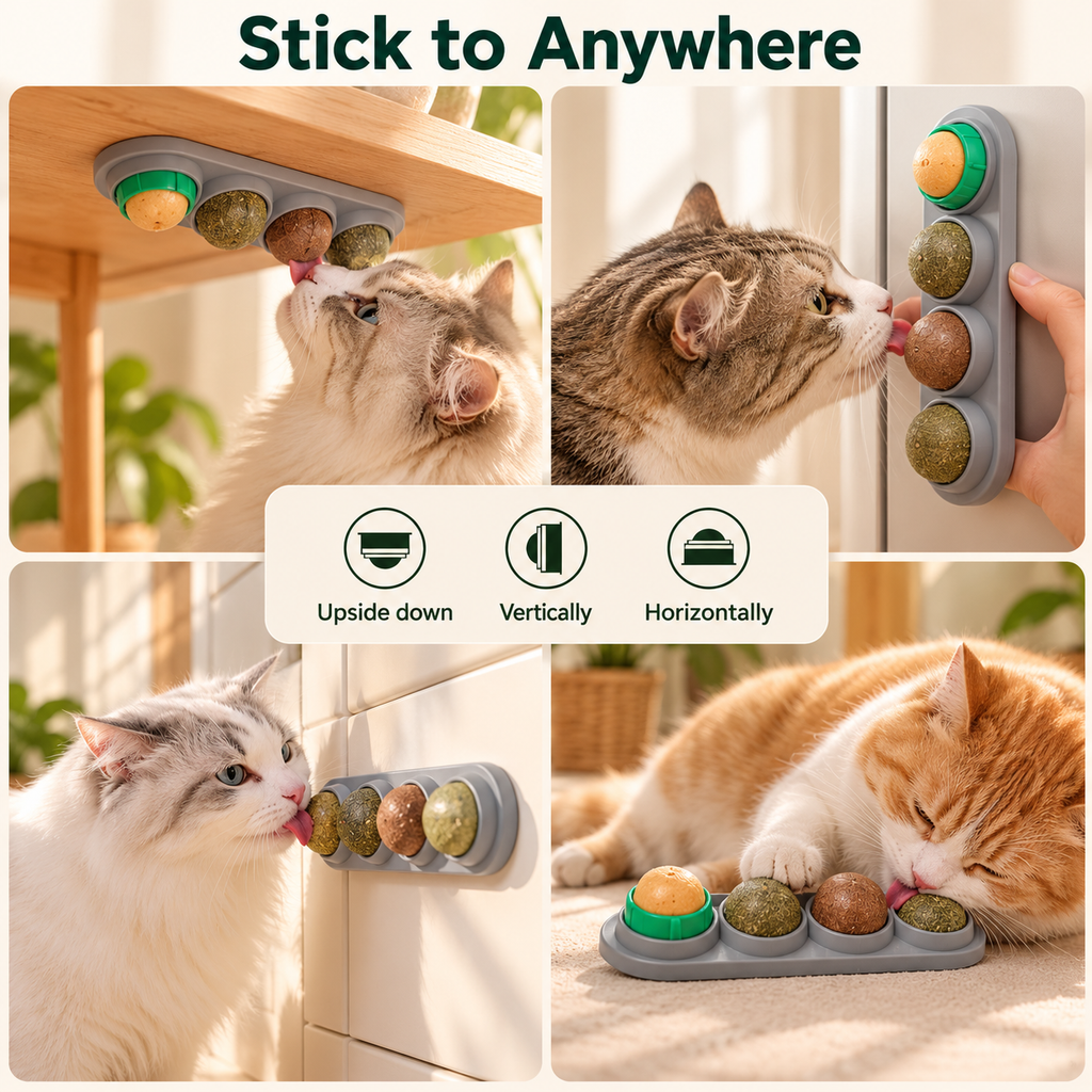 Catnip Lick Balls – Stick-On Silvervine Cat Treat - TillyPaw