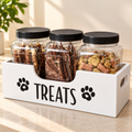 Wooden Pet Treat Storage – 5-in-1 Set with 3 Jars - TillyPaw