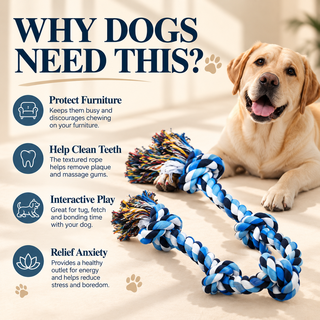 Extra Long Dog Rope Toy – Tug & Chew Rope for Dogs - TillyPaw